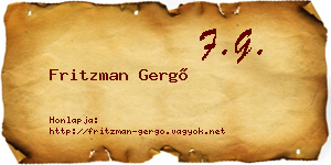 Fritzman Gergő névjegykártya